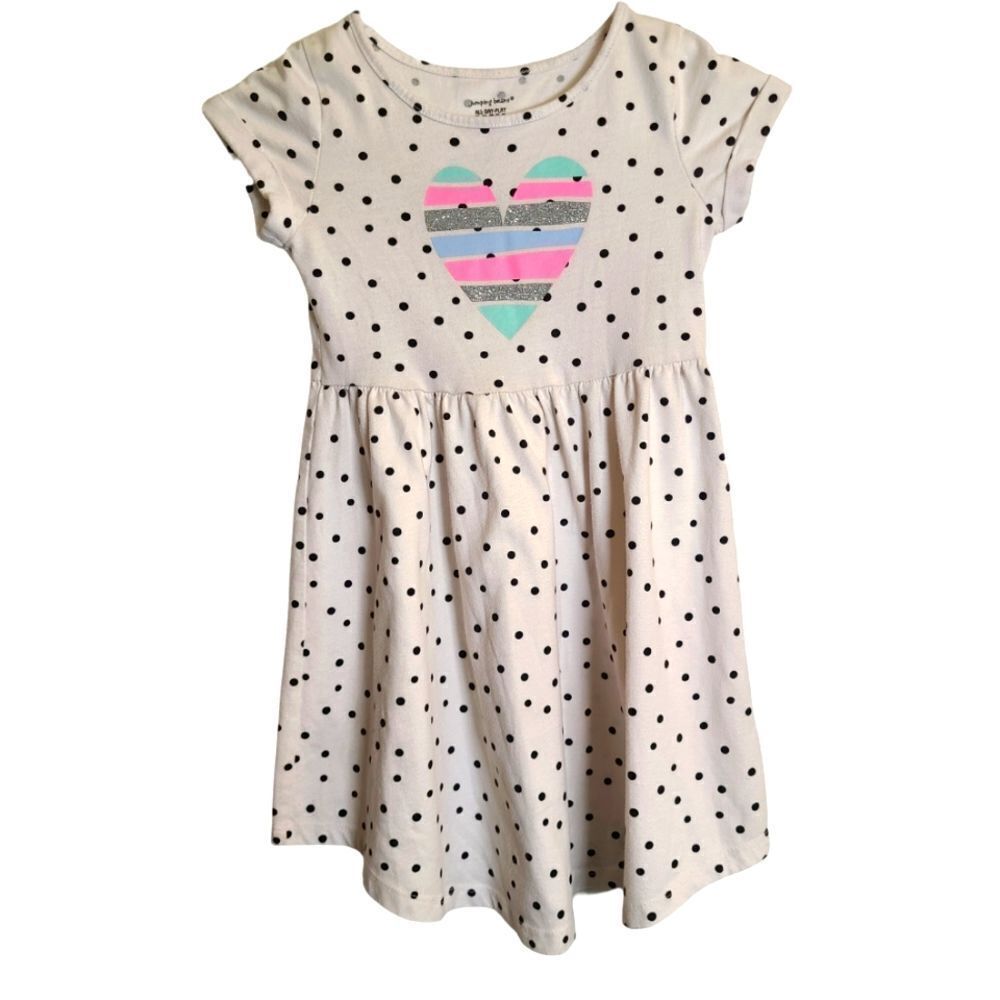 Jumping Beans Dress All-Day Play With Rainbow Heart and Polka‎ Dots sz 5